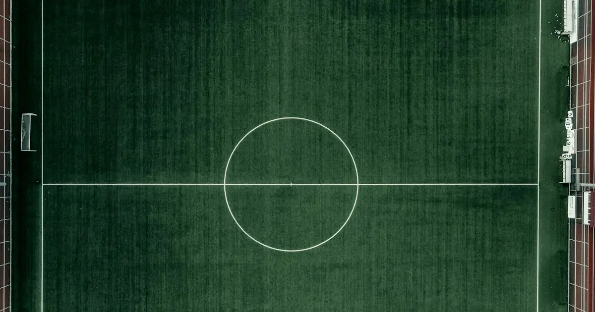 A football pitch seen from directly above